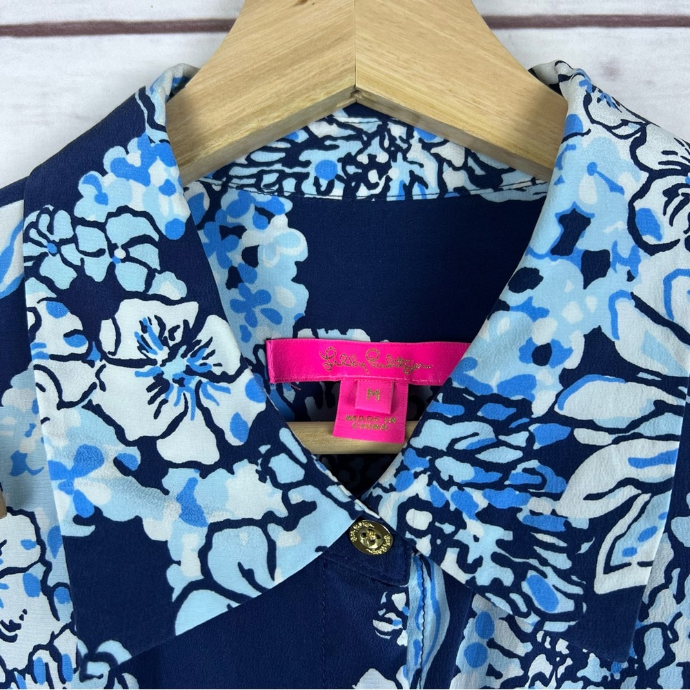 Lilly Pulitzer Tank Top, Button Shirt, Pant Set Low Tide Navy Medium And Small - Picture 3 of 14